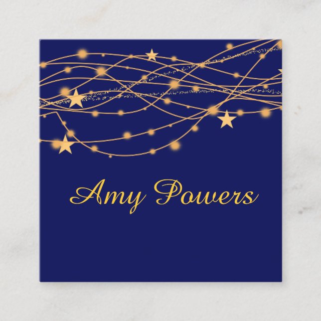 dark blue golden tones pattern with stars custom  quadratische visitenkarte (Vorderseite)