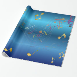 Dark Blue Gradient Elegant Music Notes Geschenkpapier