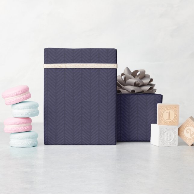 Dark Blue Herringbone Muster Wrapping Paper Roll Geschenkpapier (Babyparty)