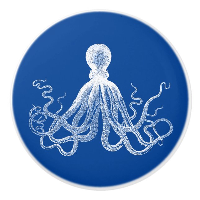 Dark Blue Kraken Octopus Keramikknauf (Vorderseite)