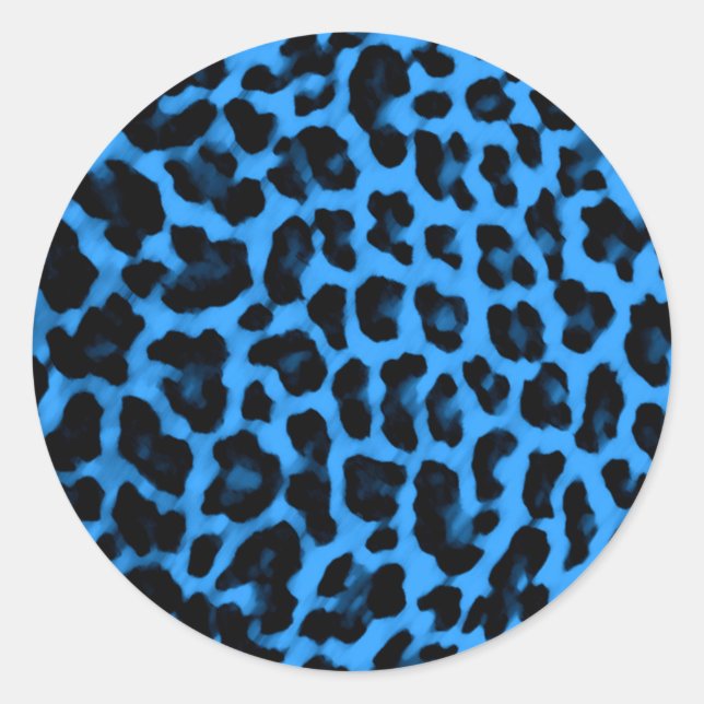 Dark Blue Leopard Print Runder Aufkleber (Vorderseite)