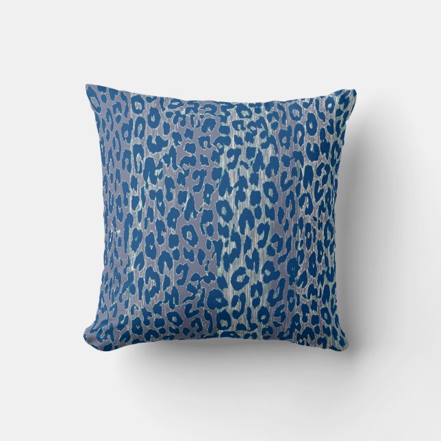 Dark Blue Leopard Print Skin Kissen (Vorderseite)