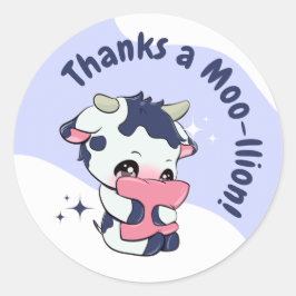 Dark Blue Lila Cow White Cloud Vielen Dank Runder Aufkleber