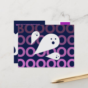 Dark Blue & Lila Minimalistisches Halloween Niedli Feiertagspostkarte