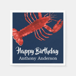 Dark Blue Lobster Themed Fun Birthday Party Custom Serviette