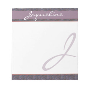 Dark Blue Mauve Rust Monogram Notizblock