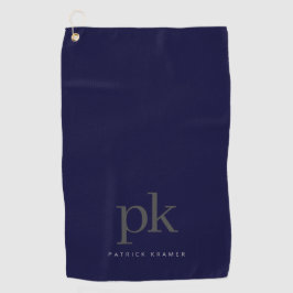 Dark Blue Minimalistisch Monogram Initials Golfhandtuch