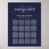 Dark Blue Modern Diamond Wedding Chart