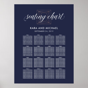 Dark Blue Modern Diamond Wedding Chart Poster