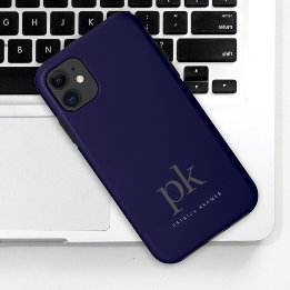 Dark Blue Modern Minimalistisch Simple Monogram Case-Mate iPhone Hülle