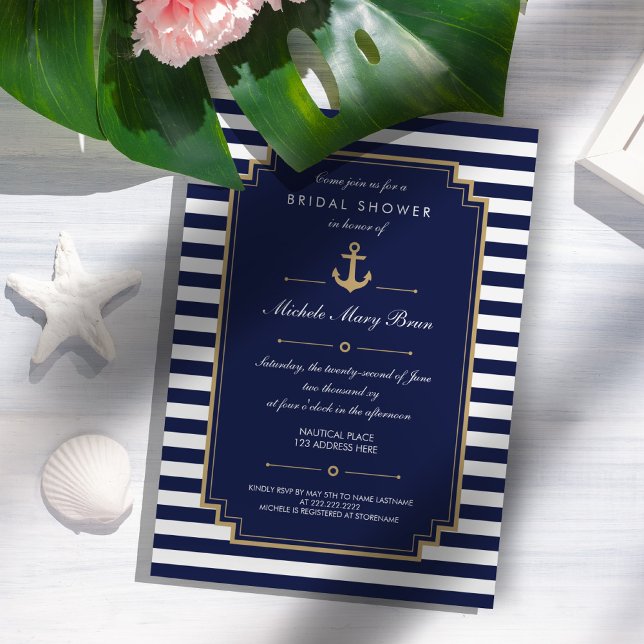 Dark Blue Nautical Bridal Dusche Einladung (Von Creator hochgeladen)