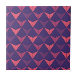 Dark Blue Orange Geometric Triangle Pattern Fliese