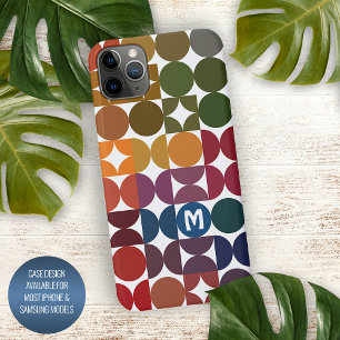 Dark Blue Orange Red Green Midjahrs Art Pattern iPhone 15 Pro Max Hülle