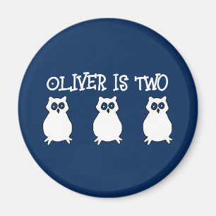 Dark Blue Owl Birthday Magnet
