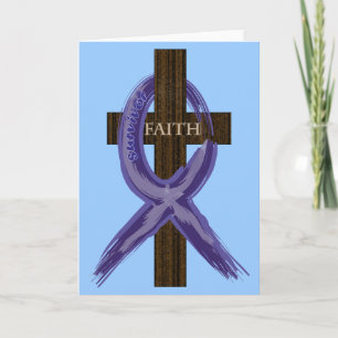 Dark Blue Painted Colon Cancer Ribbon on Cross Karte