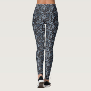 Dark Blue Paisley Pattern Leggings