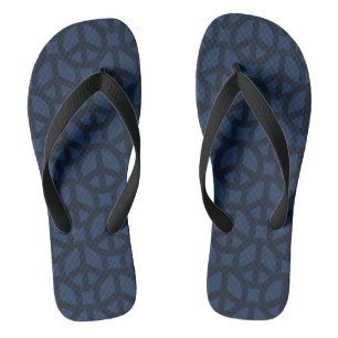 Dark Blue Peace Sign Flip Flops