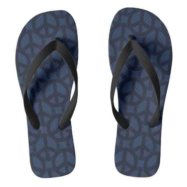 Dark Blue Peace Sign Flip Flops (Fußbett)