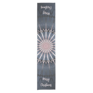 Dark Blue Pink Shimmering Mandala Kurzer Tischläufer