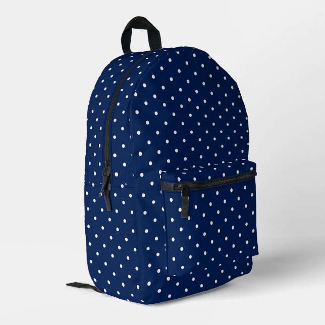 Dark Blue Polka dot Bedruckter Rucksack (Rückseitige Ecke links)
