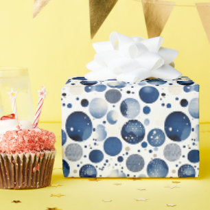 Dark Blue Polka Dots Geschenkpapier