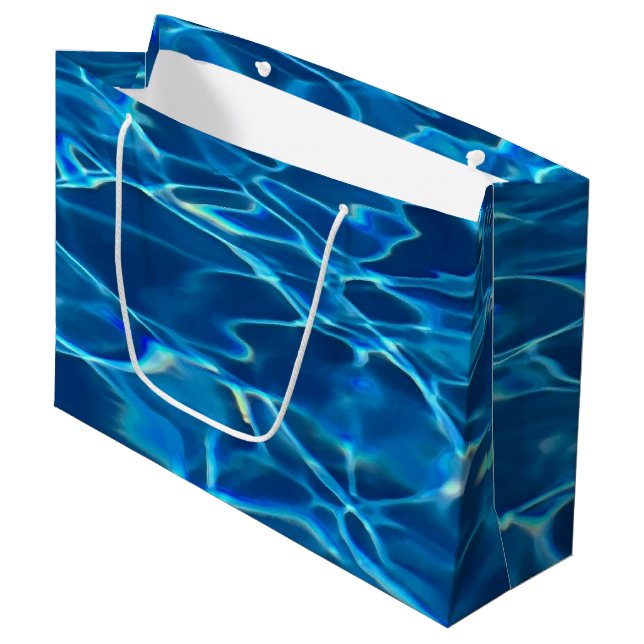 Dark Blue Pool Water Große Geschenktüte (Vorderseite Schrägansicht)