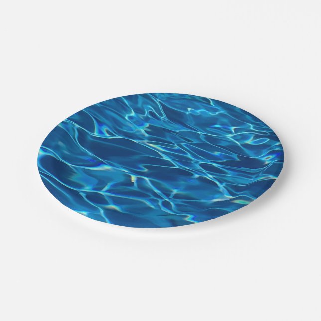 Dark Blue Pool Water Pappteller (Schrägansicht)