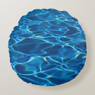 Dark Blue Pool Water Rundes Kissen