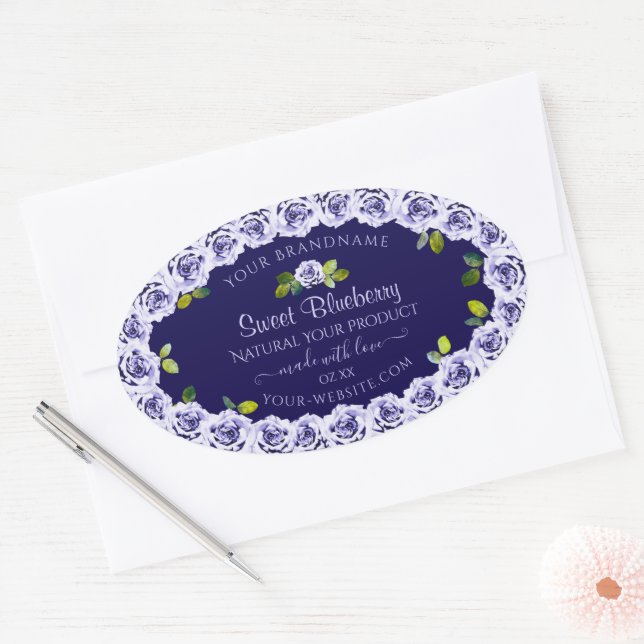 Dark Blue Product Packaging Labels Coole Rose Fram Ovaler Aufkleber (Umschlag)