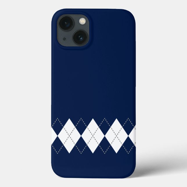 Dark Blue Raute Muster iPhone Case (Rückseite)