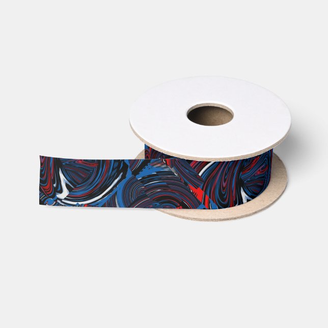 Dark Blue Red und White Wirbel Ribbon Satinband (Spule)