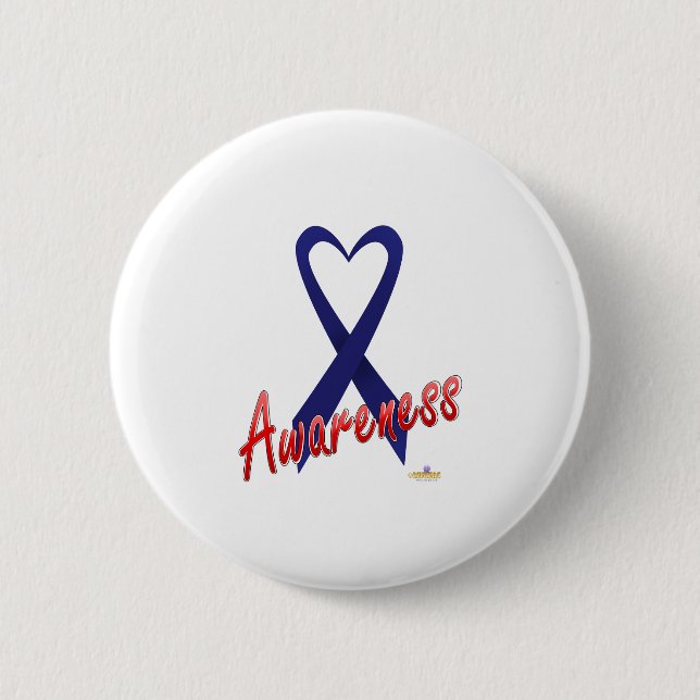 Dark Blue Ribbon Awareness Design Button (Vorderseite)