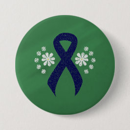 Dark Blue Ribbon Chalkboard Button