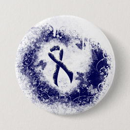 Dark Blue Ribbon Grunge Herz Button