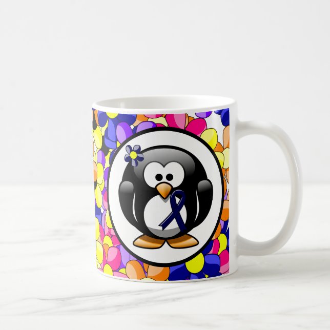 Dark Blue Ribbon Penguin Kaffeetasse (Rechts)