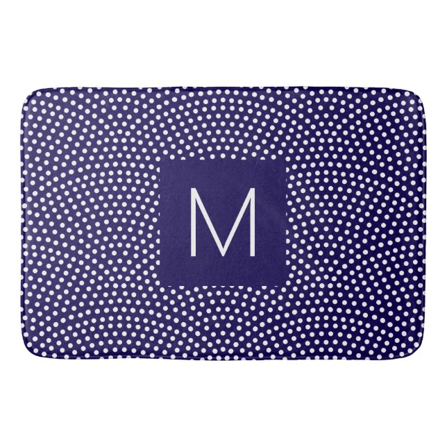 Dark Blue Same Komon (Haihaut) Mit Monogramm Badematte (Vorderseite)
