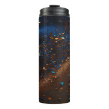 Dark Blue Sandy Brown Glitzer Thermal Tumbler 12oz