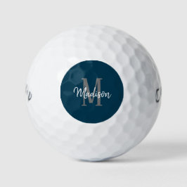 Dark Blue Script Monogram Personalisiert Womens Golfball