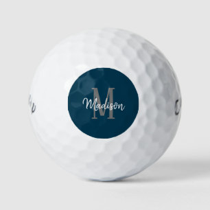 Dark Blue Script Monogram Personalisiert Womens Golfball