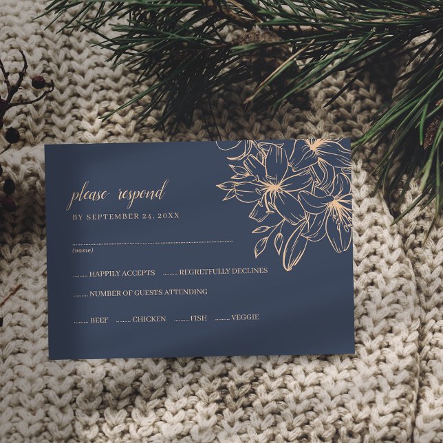 Dark Blue Soft Wedding Menu (RSVP-Karte) RSVP Karte (Von Creator hochgeladen)