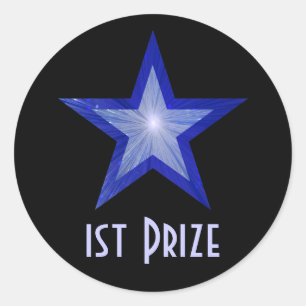 Dark Blue Star "1. Preis" Rundaufkleber schwarz Runder Aufkleber