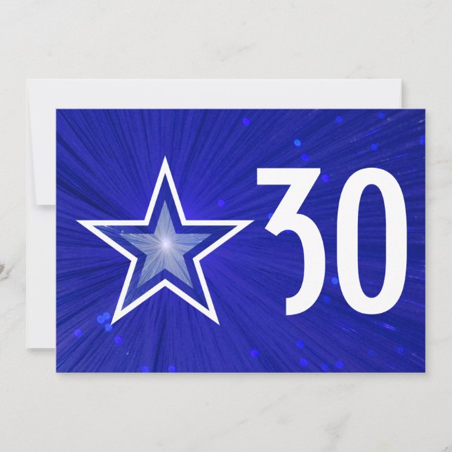 Dark Blue Star "Age" Geburtstag Einladung (Vorderseite)