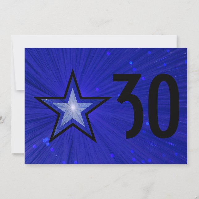 Dark Blue Star 'Age' Geburtstag schwarz hinten Einladung (Vorderseite)