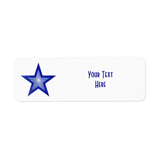 Dark Blue Star "Dein Text"-Etikett klein weiß (Vorne)