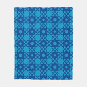 Dark Blue Star Square marokkanisches Mosaik Retro Fleecedecke
