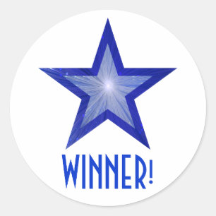 Dark Blue Star 'WINNER' runden Weiß Runder Aufkleber
