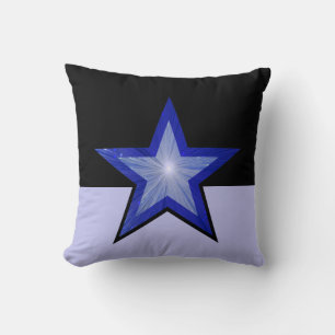 Dark Blue Star Wurf Kissen hellblau schwarz