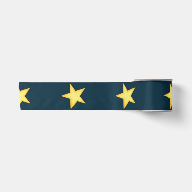 Dark Blue Starry Night Ribbon Satinband (Vorderseite)