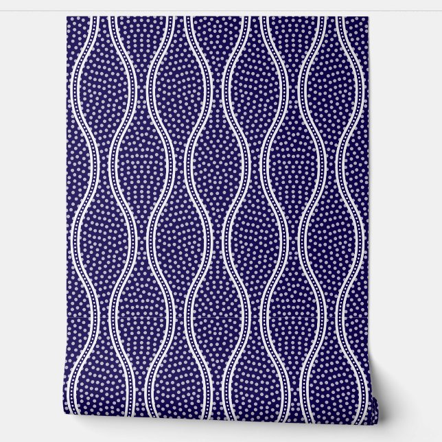 Dark Blue Tatewaku Same Komon Tapete (Abrollen)