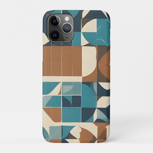Dark Blue, Teal, Brown, and Tan Geometric Pattern Case-Mate iPhone Hülle (Rückseite)